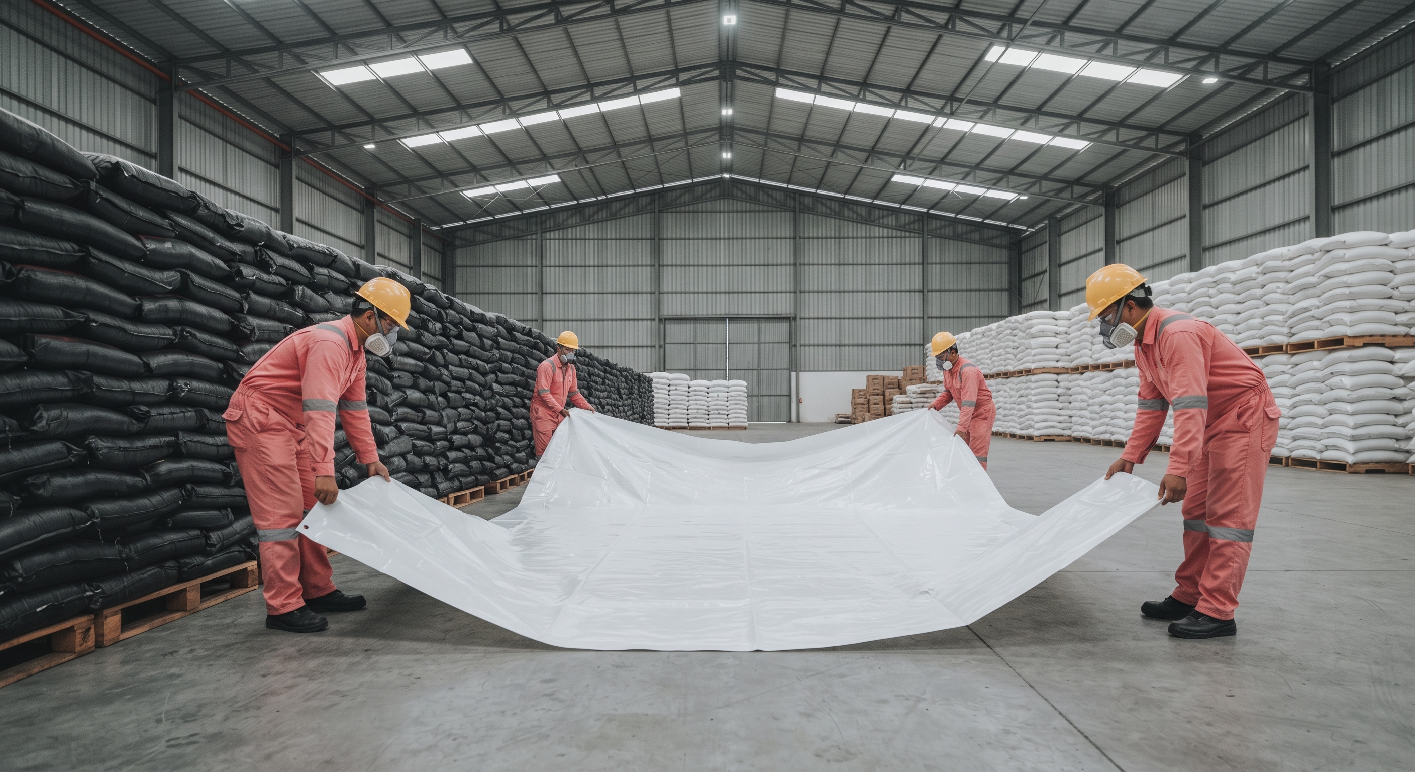 Equipo técnico de CONESPLAG preparando tratamiento hermético MIP en bodega industrial de Quito