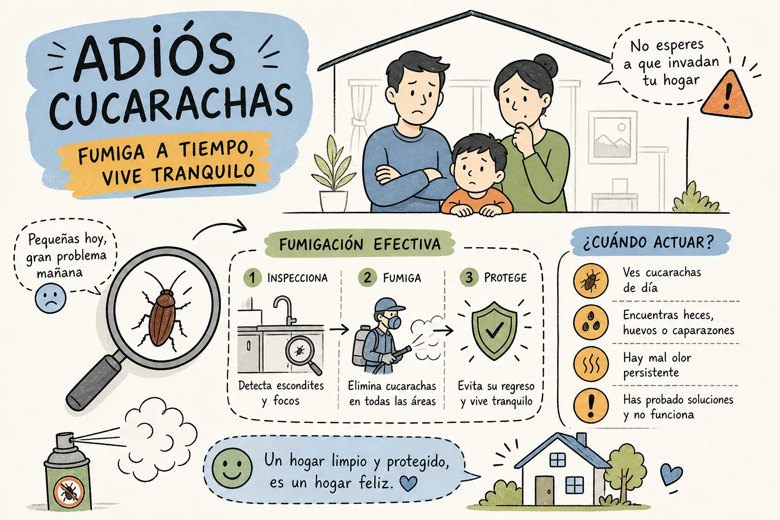 Fumigación de cucarachas en casa: métodos y cuándo actuar