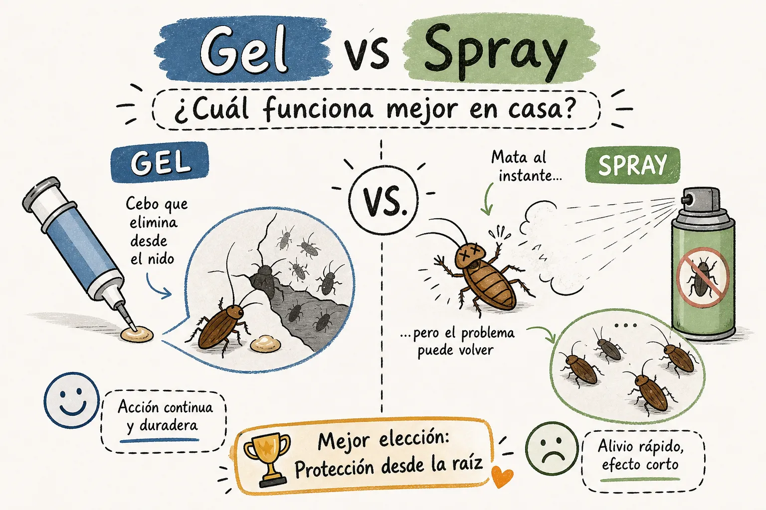Gel vs spray para cucarachas: cuál funciona mejor en casa